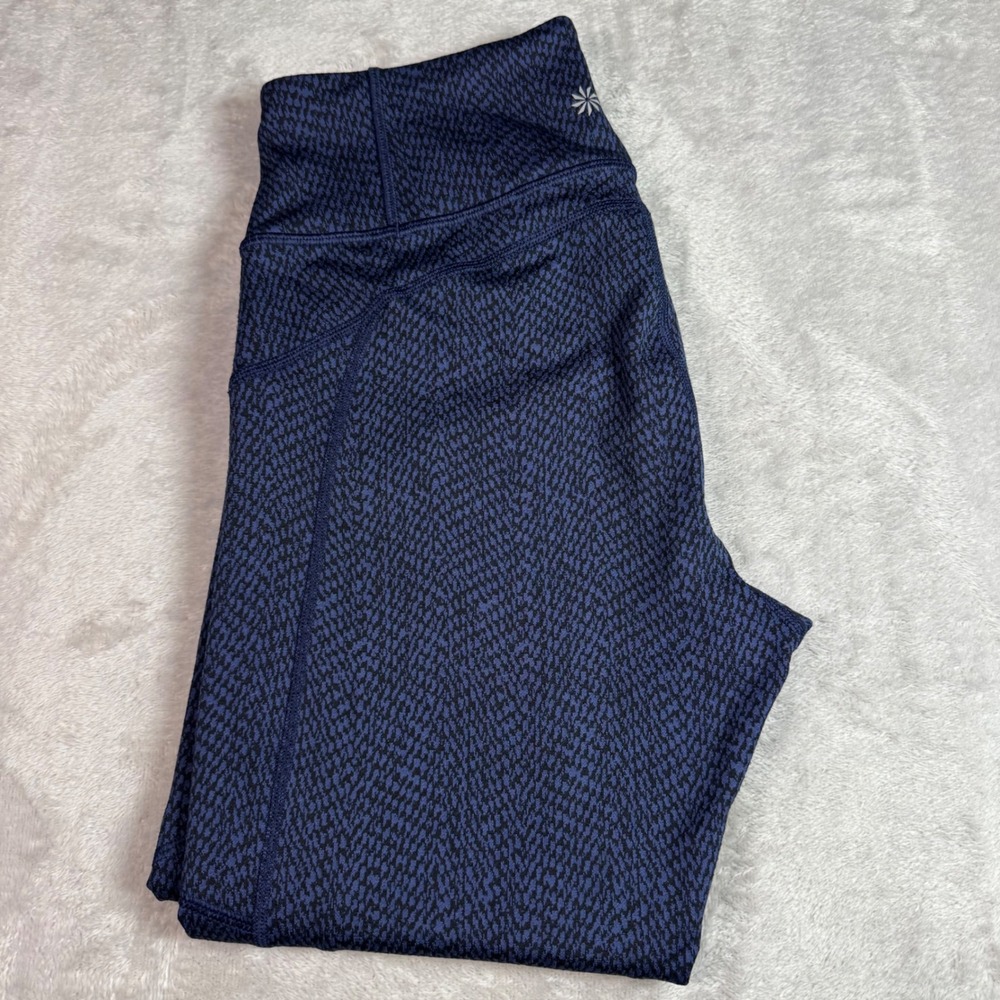 NWOT Athleta Rainier Textured Tight Legging Navy Blue Black S Zipper Pockets